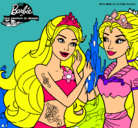 Dibujo Barbie se despiede de la reina sirena pintado por thalia