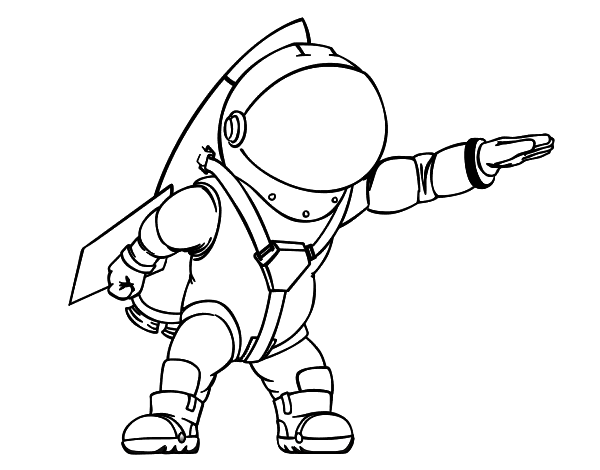 Dibujo de Astronauta con cohete para Colorear - Dibujos.net