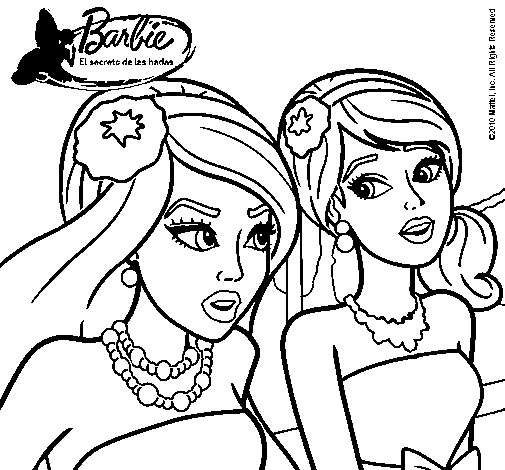 Dibujo de Barbie y su amiga 1 para Colorear