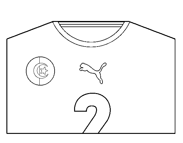 Dibujo de Camiseta del mundial de fútbol 2014 de Argelia para Colorear
