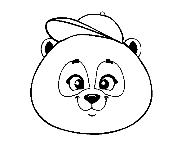Dibujo de Cara de oso panda con gorro para Colorear