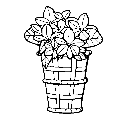 Dibujo de Cesta de flores 3 para Colorear