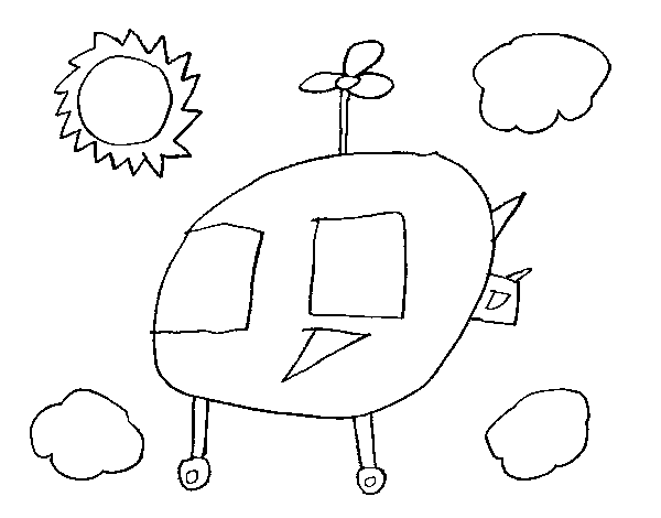 Dibujo de Cielo con helicóptero para Colorear