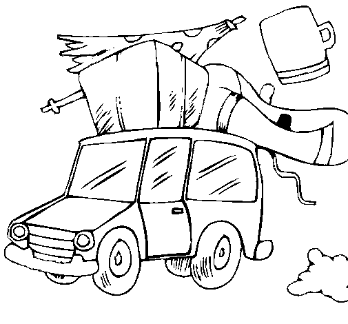 Dibujo de Coche con equipaje para Colorear