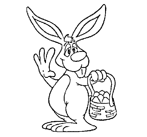 Dibujo de Conejo con una cesta para Colorear