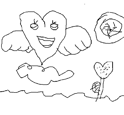 Dibujo de Corazón con alas para Colorear