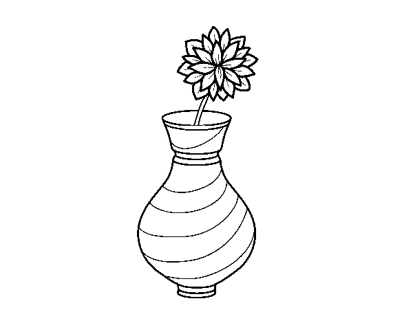 Dibujo de Crisantemo en un jarrón para Colorear