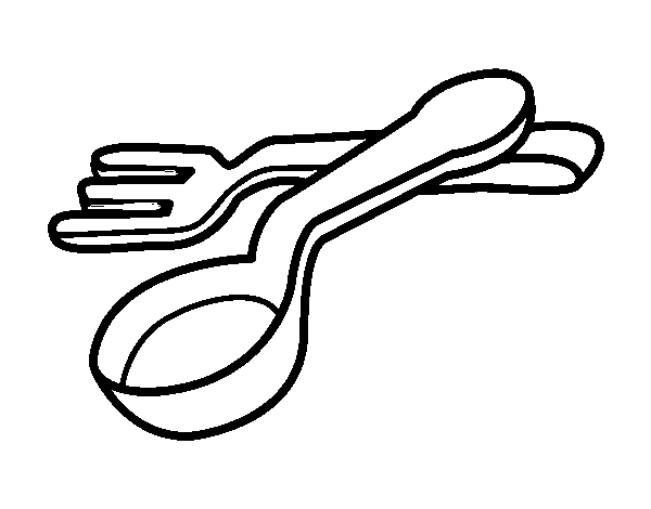 Dibujo de Cuchara y tenedor para Colorear