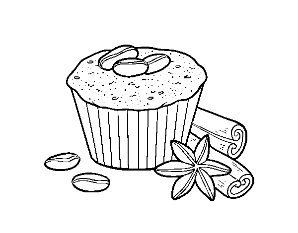 Dibujo de Cupcake de café para Colorear