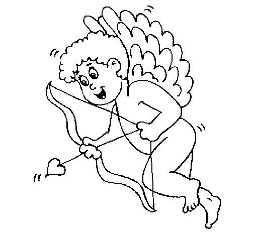 Dibujo de Cupido con grandes alas para Colorear