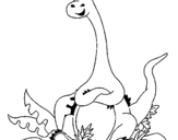 Dibujo de Diplodocus sentado para colorear