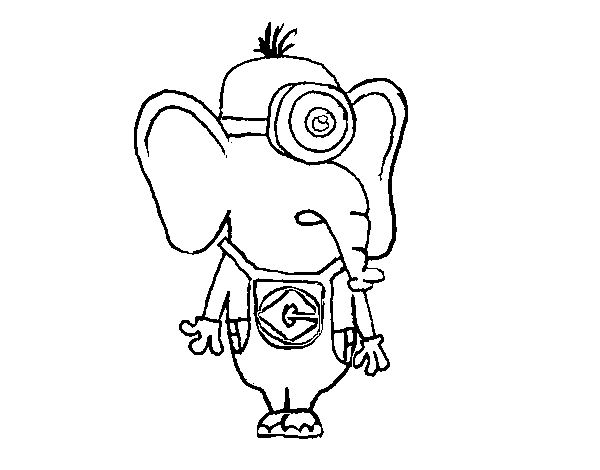 Dibujo de Elefante Minion para Colorear