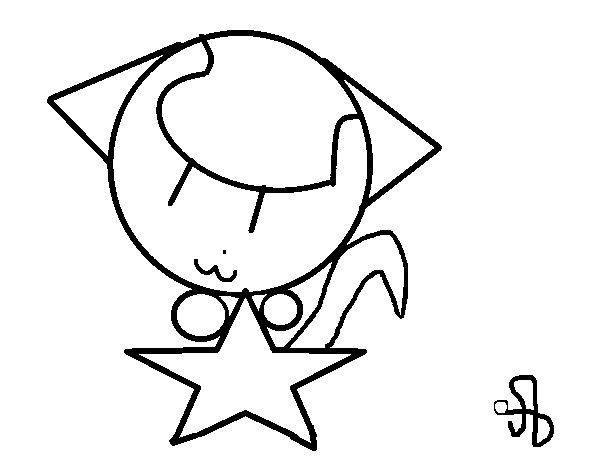 Dibujo de Gato en una estrella para Colorear