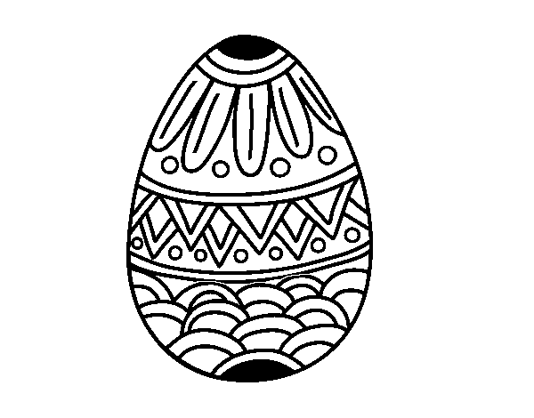 Dibujo de Huevo de Pascua con decorado estampado para Colorear