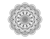 Dibujo de Mandala flor y hojas para colorear