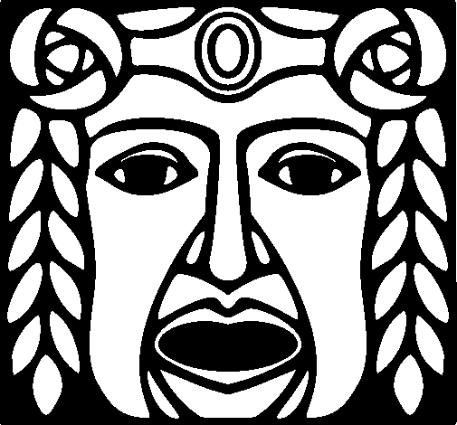 Dibujo de Máscara Maya para Colorear
