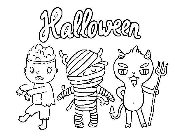 Dibujo de Monstruitos de Halloween para Colorear