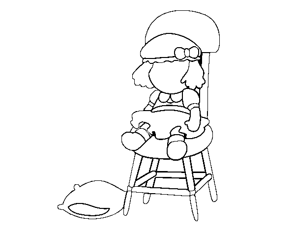 Dibujo de Muñeca sentada para Colorear