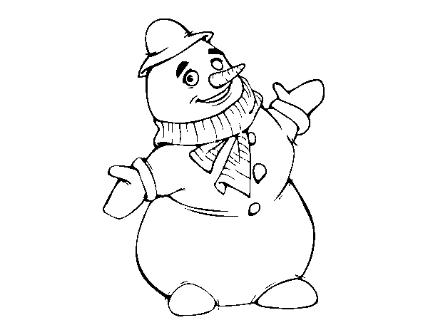 Dibujo de Muñeco de nieve sonriendo para Colorear