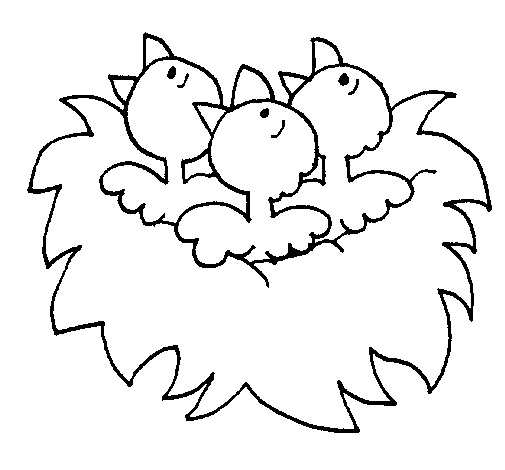 Dibujo de Nido de pájaritos para Colorear