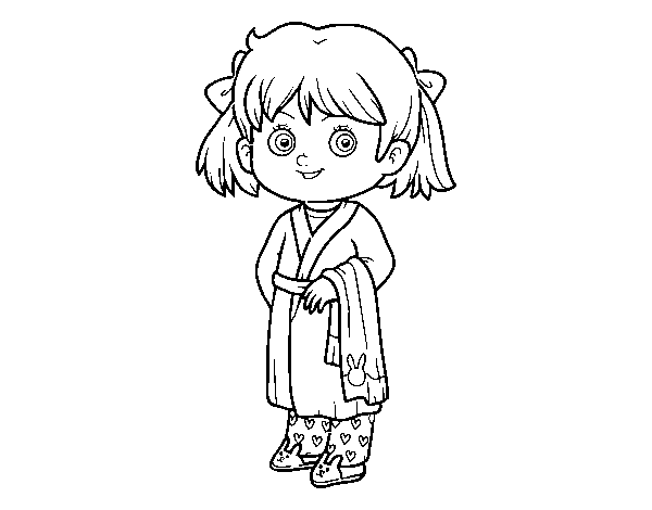 Dibujo de Niña con pijama para Colorear