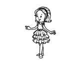 Dibujo de Niña con vestido de fiesta para colorear