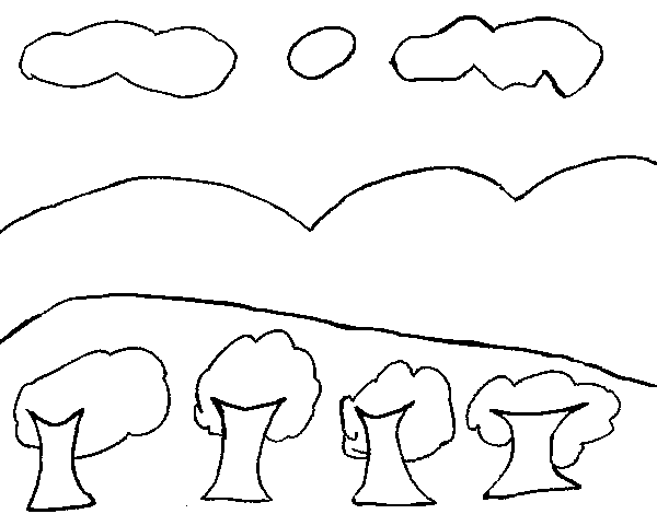 Dibujo de Paisaje con montañas para Colorear