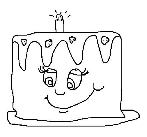 Dibujo de Pastel de cumpleaños II para Colorear