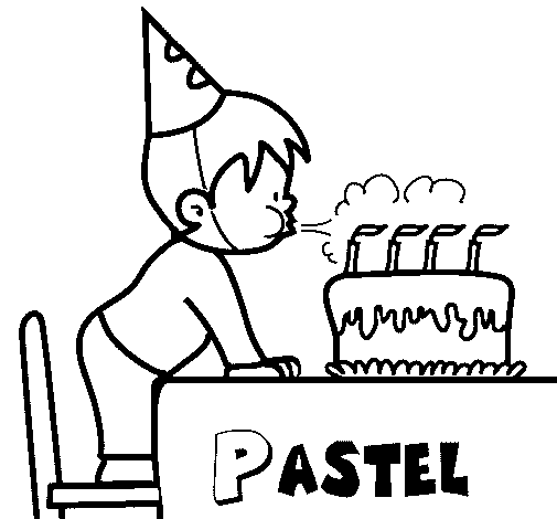 Dibujo de Pastel de cumpleaños III para Colorear
