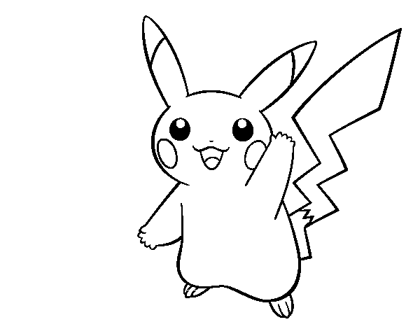 Dibujo de Pikachu saludando para Colorear