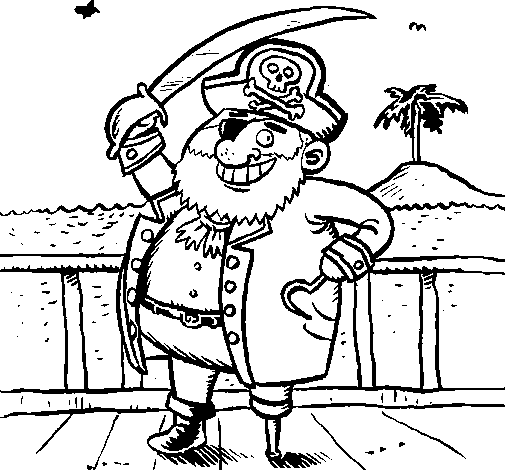 Dibujo de Pirata a bordo para Colorear