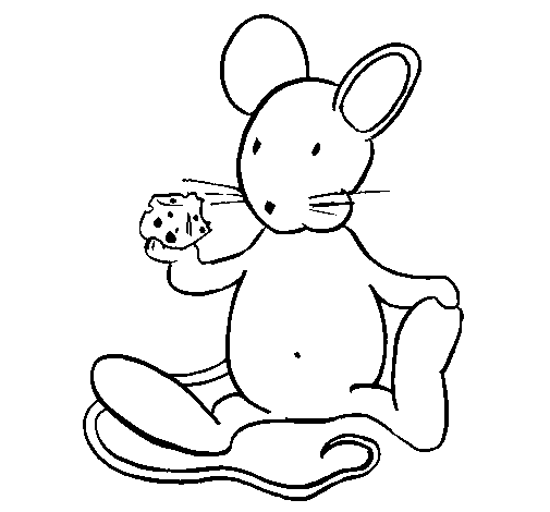 Dibujo de Rata con queso para Colorear