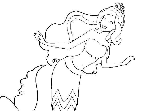 Dibujo de Sirena nadando para Colorear