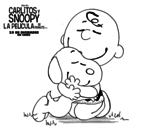 Dibujo de Snoopy y Carlitos abrazados para colorear