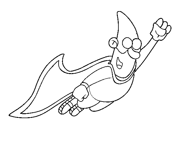 Dibujo de Súper héroe volando para Colorear