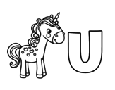 Dibujo de U de Unicornio para colorear