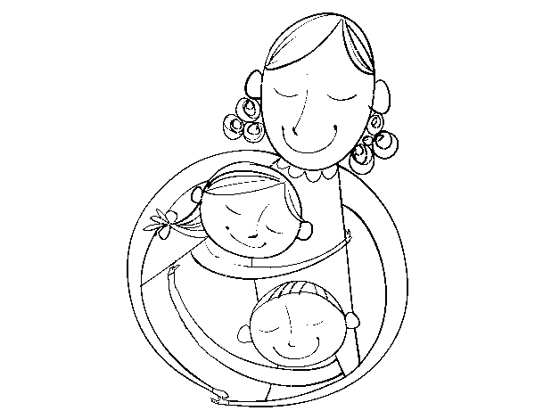 Dibujo de Un abrazo para mamá para Colorear