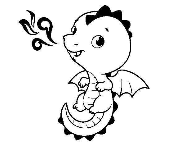 Dibujo de Un dragón bebé para Colorear