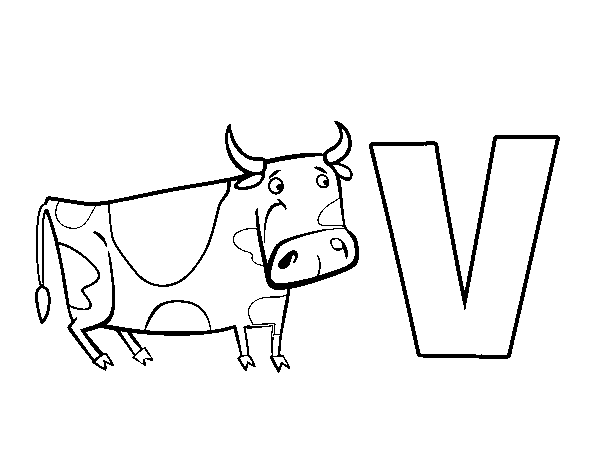 Dibujo de V de Vaca para Colorear