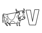 Dibujo de V de Vaca para colorear