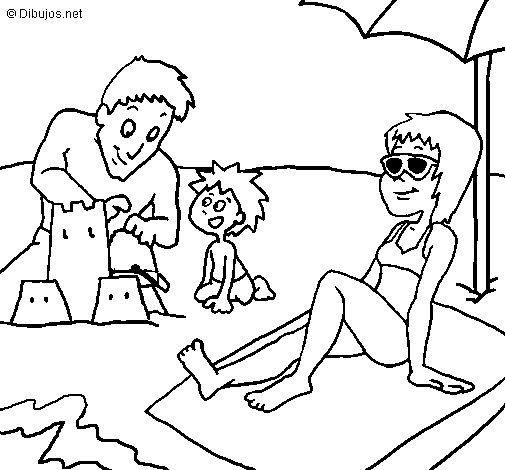 Dibujo de Vacaciones familiares para Colorear