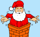 Dibujo Papa Noel en la chimenea pintado por pitia