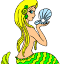 Dibujo Sirena y perla pintado por anabela