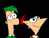 Dibujo Phineas y Ferb pintado por leoncito12