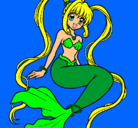 Dibujo Sirena con perlas pintado por monst