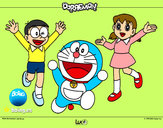 Dibujo Doraemon y amigos pintado por yraya