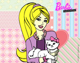 Dibujo Barbie con su linda gatita pintado por inno23