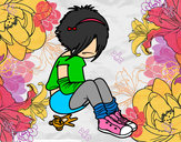 Dibujo Chica EMO pintado por floreci