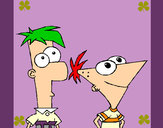 Dibujo Phineas y Ferb pintado por jessey 