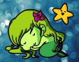 Dibujo Sirenita chibi durmiendo pintado por superbea